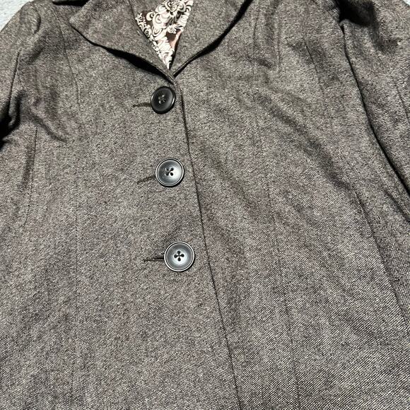 CAbi Shakespeare Jacket Womens 8 #169 Brown Tweed Coat Wool Blend - Picture 2 of 7